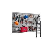 VEVOR Panneau à Lattes Mural Garage, 1225 x 2450 mm, Panneau Rangement Outils PVC avec Accessoires, Porte-outils Muraux avec Crochets pour Affichage, Organisation, Stockage, Atelier, Artisanal, Gris