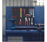 Panneau Mural Rangement Outils - JE CHERCHE UNE IDEE - 12 Accroches - Noir et Rouge