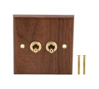Panneau mural rétro en bois avec vis en laiton, interrupteur interdit simple ou double, brochure, 250V, 50HZ Double Toggle