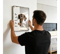 Panneau mural rétro en forme de chiot 20,3 x 30,5 cm, décoration de peinture en fer avec chien drôle, image de salle de bain vintage, accent décoratif pour la maison, le salon, la chambre à coucher, l