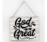 Panneau mural rustique en bois avec dictons « God Is Great » - 25,4 x 30,5 cm - Décoration d'intérieur pour salon, bureau