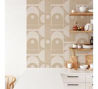 Panneau Mural Salle de Bain Pvc Brown Beige Géométrie Credence Adhesive pour Cuisine Dalle pvc Adhesive Murale Imperméable Crédence Cuisine à Coller Autocollant Carrelage Salle de Bain 20x20cm/20 Pcs