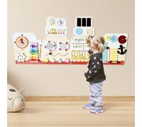 Panneau Mural sensoriel pour Enfants - Tableau d'activités Montessori 16-en-1 en Bois | Jouet de motricité pour Tout-Petits & Maternelle | Jeu éducatif pour développement précoce & créativité
