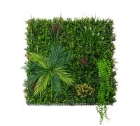 Panneau Mural Végétal Artificiel 100cm x 100 cm Alina Feuillage Fleur Verdure Carreau Intérieur Extérieur Résistant Aux Intempéries & UV Privée Décor Jardin Maison Fermoirs Fixations INCLUSES