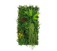 Panneau Mural Végétal Artificiel 50cm x 100 cm Alina Feuillage Fleur Verdure Carreau Intérieur Extérieur Résistant Aux Intempéries & UV Privée Décor Jardin Maison Fermoirs Fixations INCLUSES