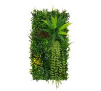 Panneau Mural Végétal Artificiel 50cm x 100 cm Alina Feuillage Fleur Verdure Carreau Intérieur Extérieur Résistant Aux Intempéries & UV Privée Décor Jardin Maison Fermoirs Fixations INCLUSES