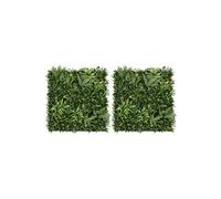 Panneau Mural Végétal Artificiel Ayla - Pack de 2 - 100x100 cm - Polyéthylène Vert