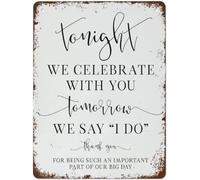 Panneau mural vintage amusant, décoration pour ce soir, nous célébrons avec vous, demain, nous disons oui, panneau de dîner de mariage, panneaux de mariage pour la maison, la cuisine, le mur, le bar,