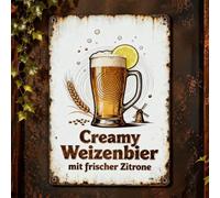 Panneau mural vintage en aluminium avec inscription « Creamy Wheat » - 20,3 x 30,5 cm - Décoration d'intérieur ou d'extérieur - Cadeau pour la maison, le bureau, le café