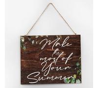 Panneau mural vintage en bois avec inscription « Make The Most of Your Summer Family » - Décoration d'intérieur pour salle de bain et maison - 25,4 x 30,5 cm