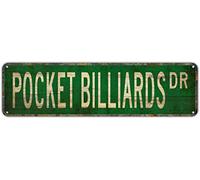 Panneau mural vintage pour billard de poche, ventilateur de billard, 40,6 x 10,2 cm, panneau en métal pour extérieur, décoration rustique pour bar, cave, décoration murale