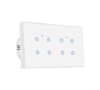Panneau mural WiFi tactile avec verre trempé, commande vocale, interrupteur électrique, pour Alexa Home, fil sous tension 100-240 V compatible avec application, blanc (wifi8)