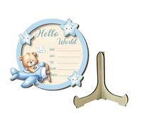 Panneau Naissance Bois Écriture, Affiche Stats Bébé Décoration Chambre