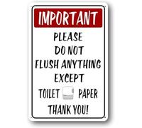 Panneau « Ne jetez rien dans les toilettes », panneau en aluminium 20 x 30 cm (8 x 12 pouces) pour la décoration intérieure, les portes de chambres, les cafés, les bars, les clubs et les bureaux. Veu