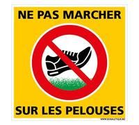 Panneau Ne Pas Marcher sur Les Pelouses (Jaune) - Plastique Rigide PVC 1,5 mm - Dimensions 250 x 250 mm - Protection Anti-UV