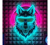 Panneau néon à DEL à intensité variable avec casque et lunettes de soleil, alimentation USB avec 10 niveaux de luminosité, 36,6 x 32 cm, panneau néon pour salle de jeux, cave, chambre à coucher, fête
