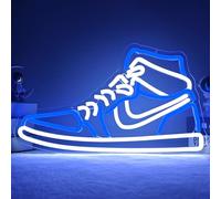 Panneau néon à DEL à intensité variable pour chambre à coucher, grotte d'homme, fête, pub, décoration murale en forme de chaussure de sport (bleu, blanc)