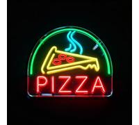 Panneau néon à pizza avec motif tranche de pizza, veilleuse commerciale, décoration murale idéale pour pizzerias, trattoria italiennes, aires de restauration, cinéma maison, salles de jeux ou cuisine