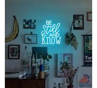 Panneau néon Be Still And Know, signe religieux, verset de la Bible, décoration murale chrétienne, décoration d'église, art de salle de prière, cadeaux chrétiens