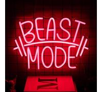 Panneau néon Beast Mode pour décoration murale - Lettre rouge - Haltère LED - Pour chambre à coucher, salle de sport, salle de sport, club de fitness