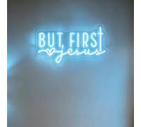 Panneau néon « But First Jesus », lumière LED personnalisée Jésus