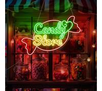 Panneau néon Candy - Décoration de magasin de bonbons - Panneau néon personnalisé - Décoration de bar à bonbons - Cadeau d'ouverture d'entreprise - Art mural pour vitrine