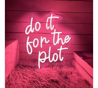 Panneau néon Do It For The Plot - Lettres roses - Décoration murale LED alimentée par USB pour chambre à coucher, dortoir, salle de jeux, décoration de chambre esthétique, cadeau pour amis