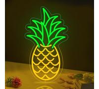 Panneau néon en forme d'ananas à intensité variable pour décoration murale, vert et jaune, pour magasin, chambre, bar, cadeau de fruits pour enfants et amis