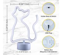 Panneau Néon En Forme De Chat, Alimentation Usb Ou 3 Piles Aa, Lumières Led, Décoration De Table, Décoration Murale De Chambre De Fille,Cadeau D'anniversaire D'enfant, Fournitures De Fête De Mariage