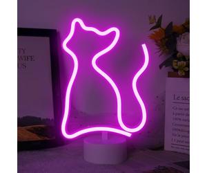 Panneau néon en forme de chat, alimentation USB ou 3 piles AA, lumières LED, décoration de table, décoration murale de chambre de fille, cadeau d'anniversaire d'enfant, fournitures de fête de mariage