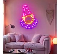 Panneau néon en forme de chat clown, applique murale LED, décoration de chambre esthétique, cadeau pour amoureux des chats, panneaux d'animaux, décoration murale pour amoureux des animaux