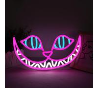 Panneau néon en forme de chat du Cheshire Alice au pays des merveilles pour décoration murale, lumières LED à intensité variable pour chambre à coucher, cave, fête, bar, décoration de fond, cadeaux