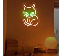 Panneau néon en forme de chat mignon, décoration murale avec chats en colère, panneau de chambre à coucher, décoration murale pour chambre d'enfant, cadeau pour amoureux des chats