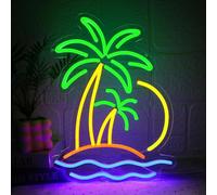 Panneau néon en forme de cocotier pour décoration murale, panneau LED à intensité variable pour chambre à coucher, décoration de fête sur la plage, l'été, la plage, le palmier tropical