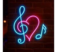 Panneau néon en forme de cœur avec note de musique pour chambre à coucher, magasin de musique, studio d'enregistrement, boutique, bar, club, fête, cadeaux musicaux