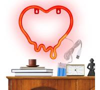 Panneau néon en forme de cœur pour chambre à coucher | Fonctionne avec piles ou USB | Lampe décorative pour bar, mariage, anniversaire, dîner, maison, bureau, chambre, café, appartement, salon