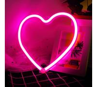 Panneau néon en forme de cœur rose avec 3 piles AA ou USB, pour chambre de fille, dortoir, anniversaire de mariage, Saint-Valentin, fête des mères, anniversaire, décoration d'intérieur