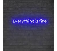Panneau néon « Everything is Fine » avec citation motivante - Décoration murale - Néon LED esthétique positif