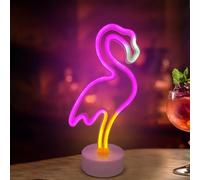 Panneau néon flamant rose avec socle, lumières LED flamants roses, alimentée par USB/piles, lampe colorée lumineuse pour chambre à coucher, fête d'anniversaire, cadeau de Saint-Valentin