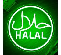 Panneau néon halal à DEL à intensité variable pour décoration murale de restaurant, bœuf, poulet, bonbons, collation, panneau de porte halal à suspendre