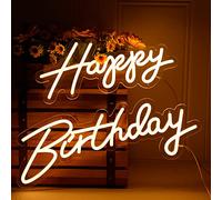 Panneau néon « Happy Birthday » de 0,9 m, 2 panneaux lumineux LED suspendus à intensité variable pour décoration d'arrière-plan de fête d'anniversaire (Chaud, 50,8 cm « Happy Birthday »)