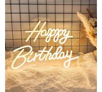 Panneau néon « Happy Birthday » - Lettres lumineuses à DEL - Décoration de fête d'anniversaire - Panneau LED à suspendre au mur pour toile de fond d'anniversaire, table de gâteau, fournitures de fête