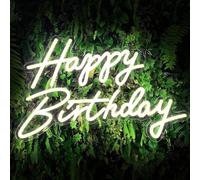 Panneau néon « Happy Birthday » - Lettres lumineuses à DEL - Décoration de fête d'anniversaire - Panneau LED à suspendre au mur pour toile de fond d'anniversaire, table de gâteau, fournitures de fête