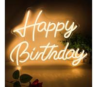 Panneau néon « Happy Birthday » - Lettres lumineuses à DEL - Décoration de fête d'anniversaire - Panneau LED à suspendre au mur pour toile de fond d'anniversaire, table de gâteau, fournitures de fête