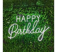 Panneau néon « Happy Birthday » pour décoration murale, panneau LED « Happy Birthday » super lumineux de couleur blanc chaud avec USB et chaîne de suspension pour décoration de fête d'anniversaire