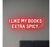 Panneau néon « I Like My Books » extra épicé, lumière néon amusante pour bibliothèque, coin lecture, librairie, chambre à coucher, cadeau pour les lecteurs et les amateurs de livres