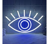 Panneau Néon Œil Mauvais Esprit Décoration Grecque,Lampe LED Evil Eye Réglable En Luminosité Pour Maison Bar Chambre Club,Talisman Lumineux Œil Turc Cadeau Pour Homme Femme,USB Powered（13.8"*8.7"）