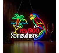 Panneau néon « It's Five Oclock Somewhere » « It's Five Oclock Somewhere » - Décoration murale à LED - Pour bar, bière