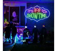 Panneau néon « It's Showtime », panneau effrayant Beetlejuice pour Halloween