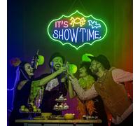 Panneau néon « It's Showtime », panneau effrayant Beetlejuice pour Halloween